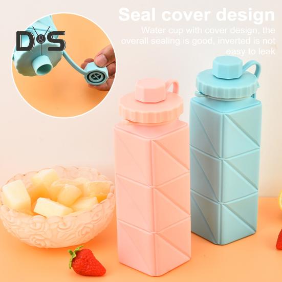 Silicone Foldable Water Bottle 610ml Leakproof Collapsible Water Bottle for Travel Camping Hiking Sports Outdoor BPA Free Portable Reusable Water Cup