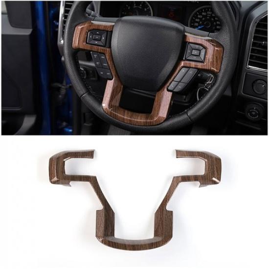 Wood Grain Steering Wheel & Dashboard Bezel Cover Trim For Ford F150 2015-2020