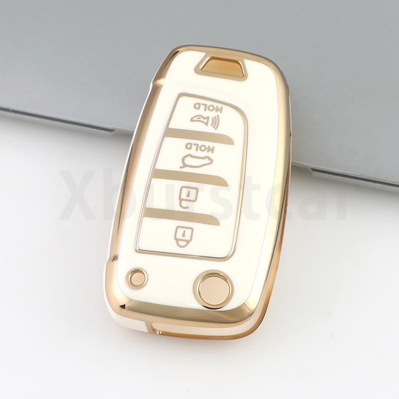 4 Buttons Tpu Car Flip Key Case Cover For Hyundai Santa Fe Tucson Verna Celesta Accent Elantra Solaris I30 I35 I40 Ix35 Sonata