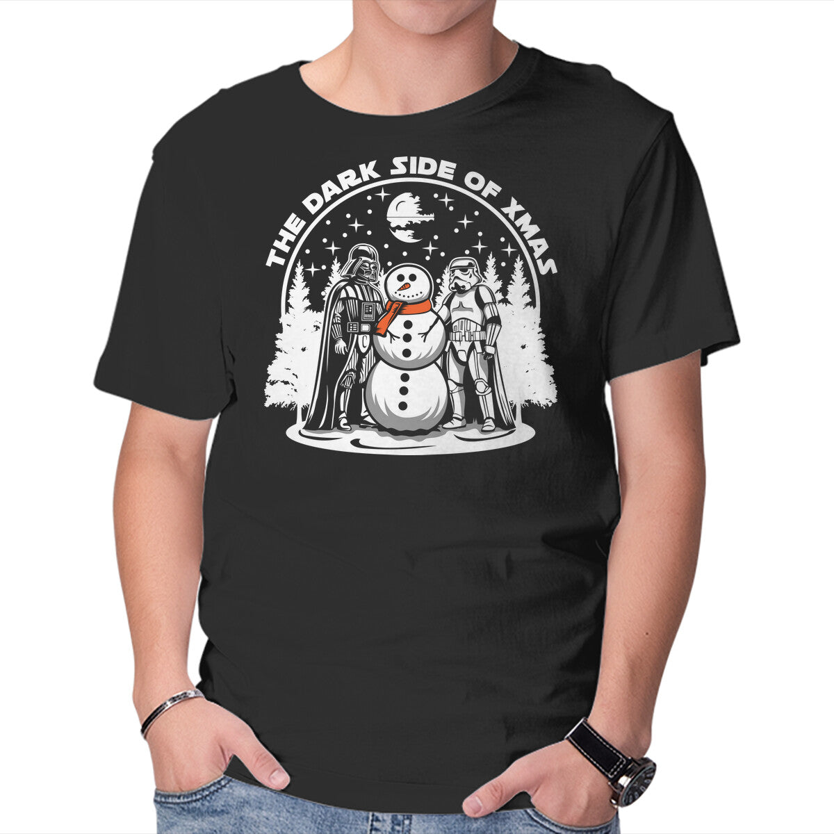 Unisex Crew Neck T-Shirt The Dark side Of Xmas Graphic Short Sleeve Casual Tee XS