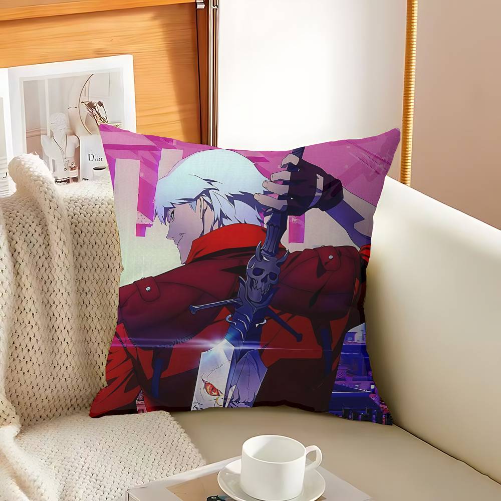 Classic D-Devil M-May C-Cry Action Game Pillow Covers Cartoon Sofa Decorative Home Double-sided Printing Short Plush Cute