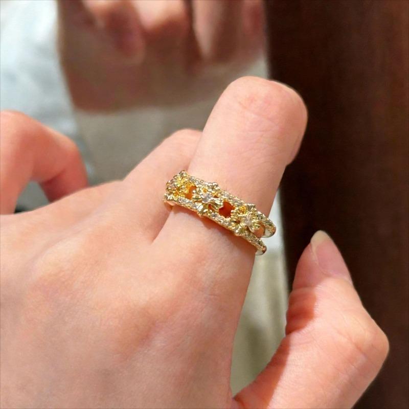 Vintage und Eleganter Farbblock-Inlay Diamantgebürsteter Ring Mode Exquisite Ringe Schmuck Geschenk