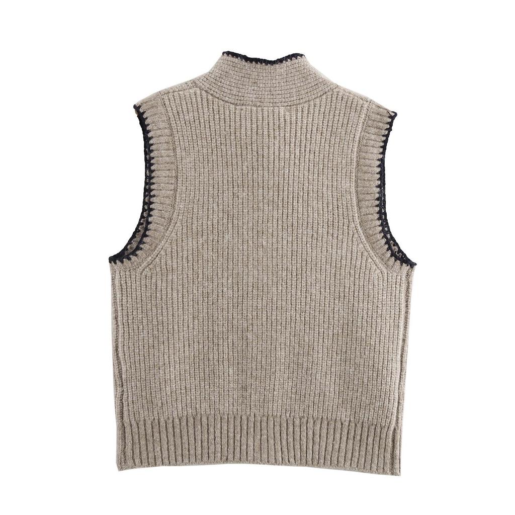 2025 Spring Women's Slim Fit Sleeveless Knitted Top with Bow