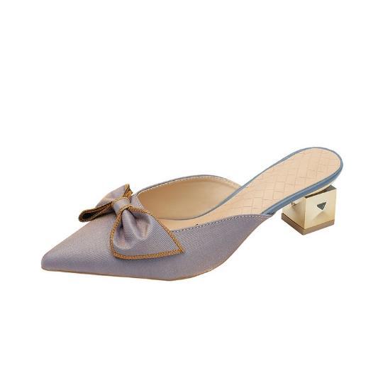 

Fashion Shoes for Women Rhenstone Sexy Woman Mules Slippers Pointed Toe with Bow Slides Eva Top Designs Wholesale Stylish Pvc 39 Sandals 34