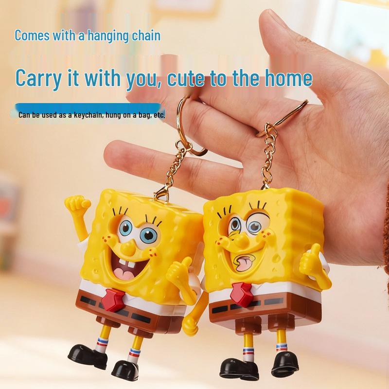 SpongeBob Emoji Face-Changing Keychain Pendant - Creative Student Decompression Toy Gift