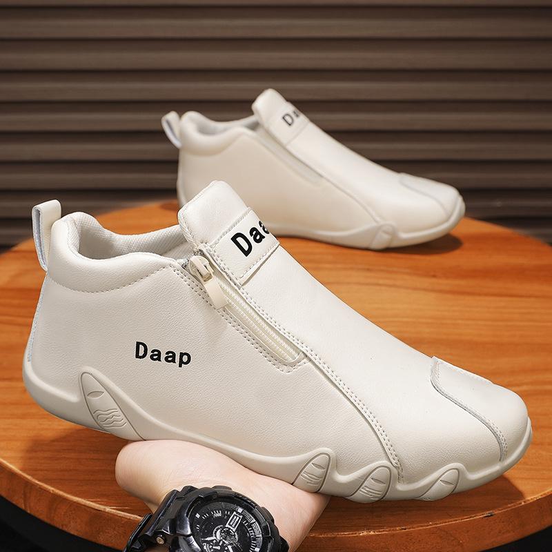 One-pedal men's shoes winter fur integrated velvet warm cotton shoes men's leather waterproof and non-slip soft-soled beanie shoes