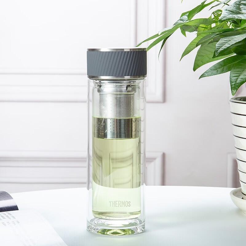 THERMOS 400ml Double-Layer Glass Tea Infuser Bottle