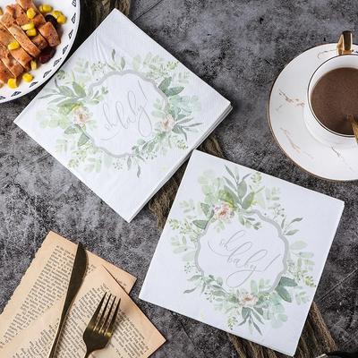 20pcs/Pac 33*33cm 2-Ply Disposable Party Napkin Floral Pattern