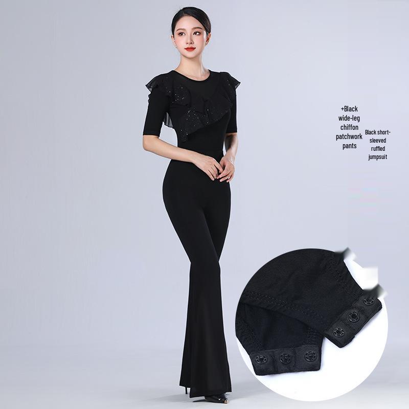 2026 Women's Sequin Ruffle Leotard - High-End Spring/Summer Figure Training & Etiquette Outfit