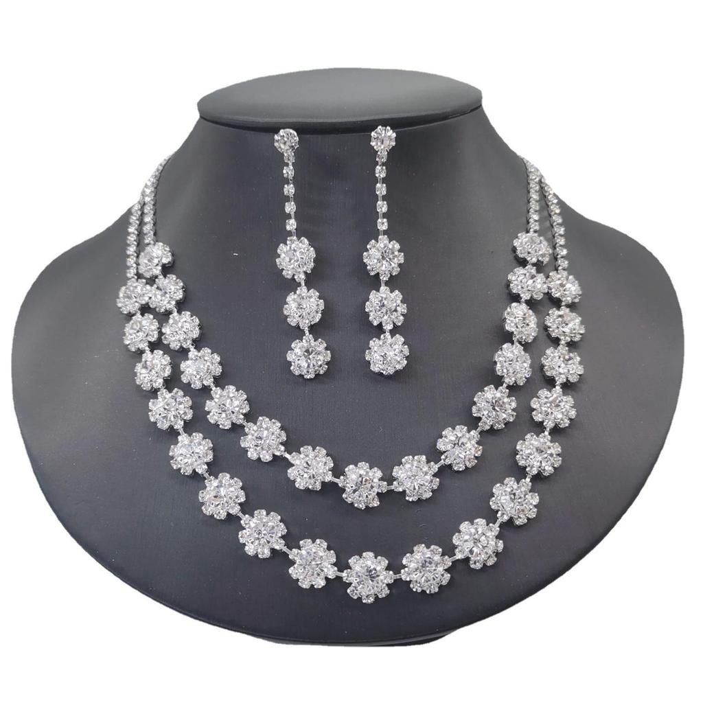 Sonnenblumen Diamant Halskette und Ohrring Set - Hochzeits Schmuck Accessoires