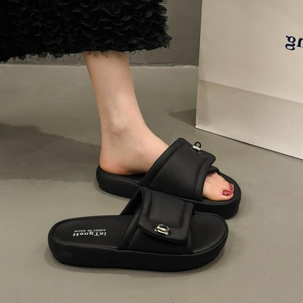Fashion Slippers Casual Summer Women's Shoes Pantofle Slides Shale Female Beach Luxury 2025 Sabot Soft Flat Leisure Hook & Loop Female S