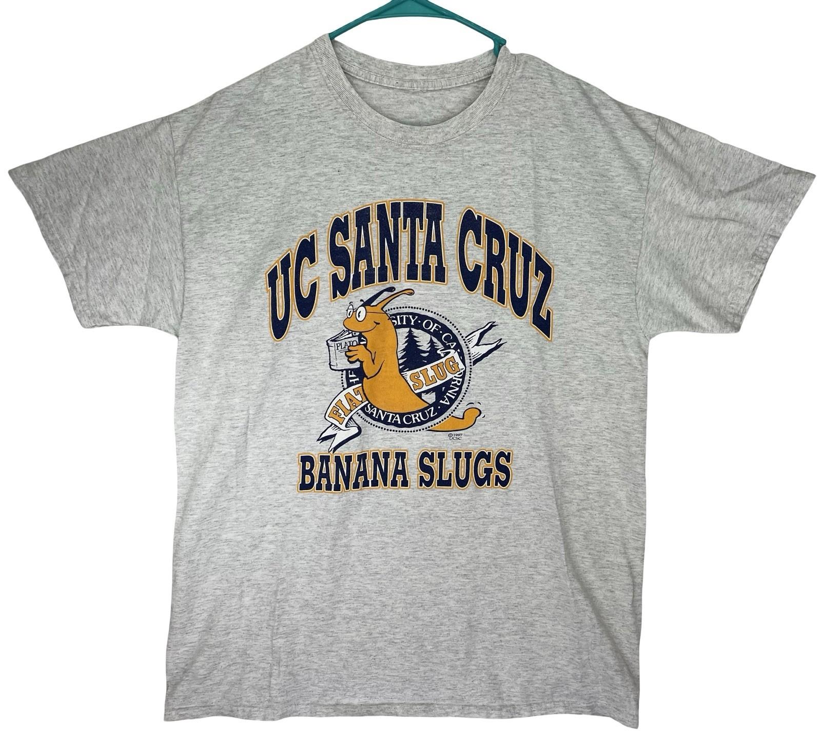 Vintage 90s UC Santa Cruz Banana Slugs T Shirt L Ash Grey 1997 Pulp Fiction Unisex T-Shirt S