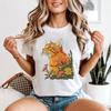 Orange Tabby Cat Flowers Animals Womens 100% Cotton T-shirt Mens Tees Top Garden Floral Feline