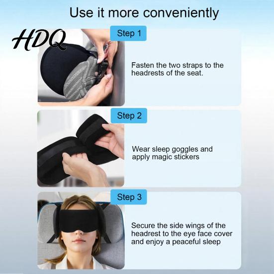 Comfortable Travel Sleep Set Memory Foam Pillow with Eye Mask 3-in-1 Adjustable Neck Support Ergonomic Arm Straps And Rest for Airplane Train Office