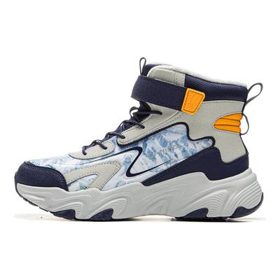 Li Ning Kids Sports Lifestyle Series Synthetic Leather Trendy Comfortable Fleece Shock Absorption Warm High-Top Casual Shoes YKCU186-37
