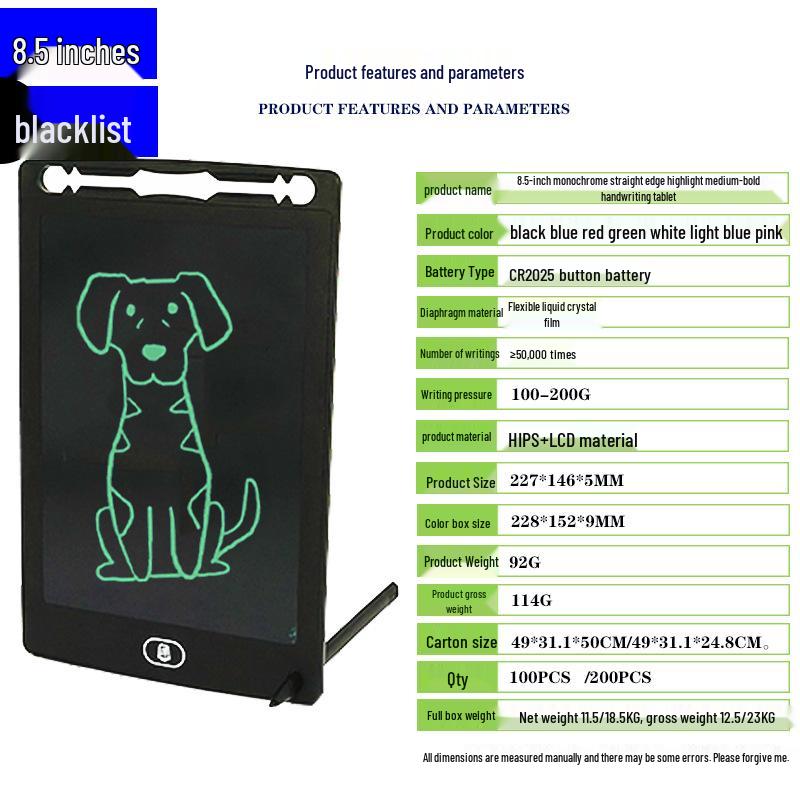Kids' LCD Drawing Tablet - 6.5/8.5/10/12 Inch with One-Click Clear Screen