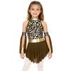Girls Prehistoric Costume Leopard Print Dress with Built-in Briefs & Oversleeves Metallic Gloss for Performance