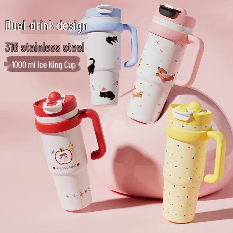 Huazao Baijia WZ316 1000ml Stainless Steel Insulated Tumbler with Straw