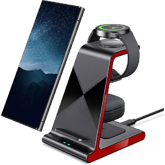 Wireless Charger for Samsung S25 Ultra, Charging Station for Galaxy S25/S24 Ultra/S24+/S24/S23/S22/Note 20/Z Flip 6/Fold 6, for Galaxy Watch