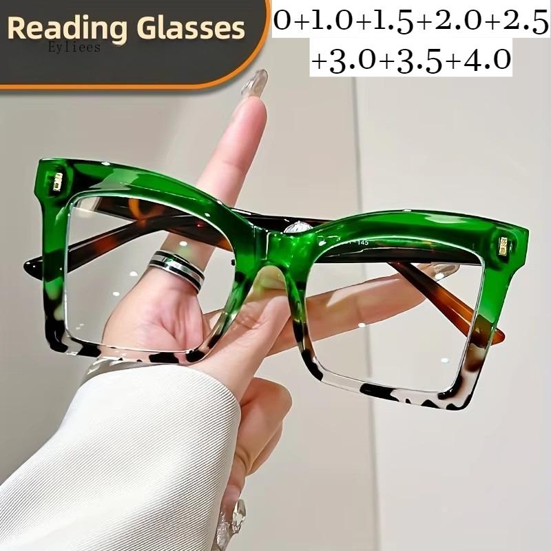 Gafas de Lectura de Montura Oversize para Mujer Estampado de Leopardo Bloqueo de Luz Azul Gafas para Presbicia Gafas Lente Clara