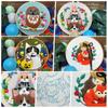 4pcs Cotton Linen Animal Styling Embroidery  Fabric  Kit Diy Material Package 20cm Bamboo Embroidery