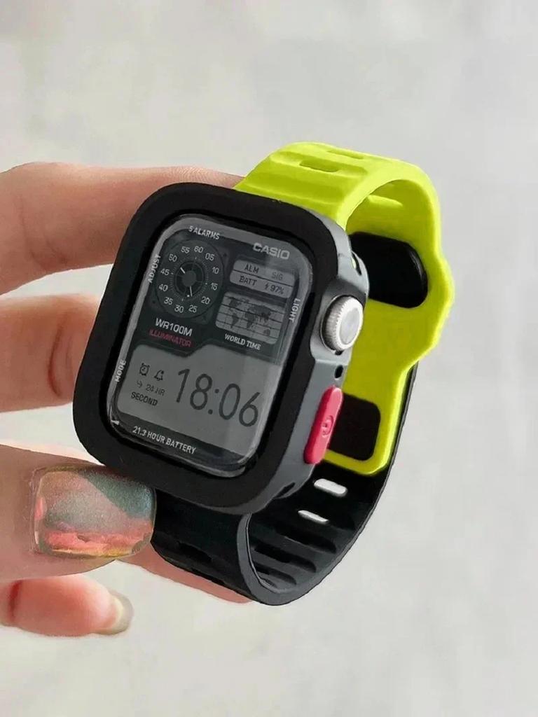 Candy Silicone Case+Strap For Apple Watch Series 9 45mm Band 8 7 41mm SE 6 5 4 44mm 40mm Rubber Correa Strap Iwatch Ultra 2 49mm