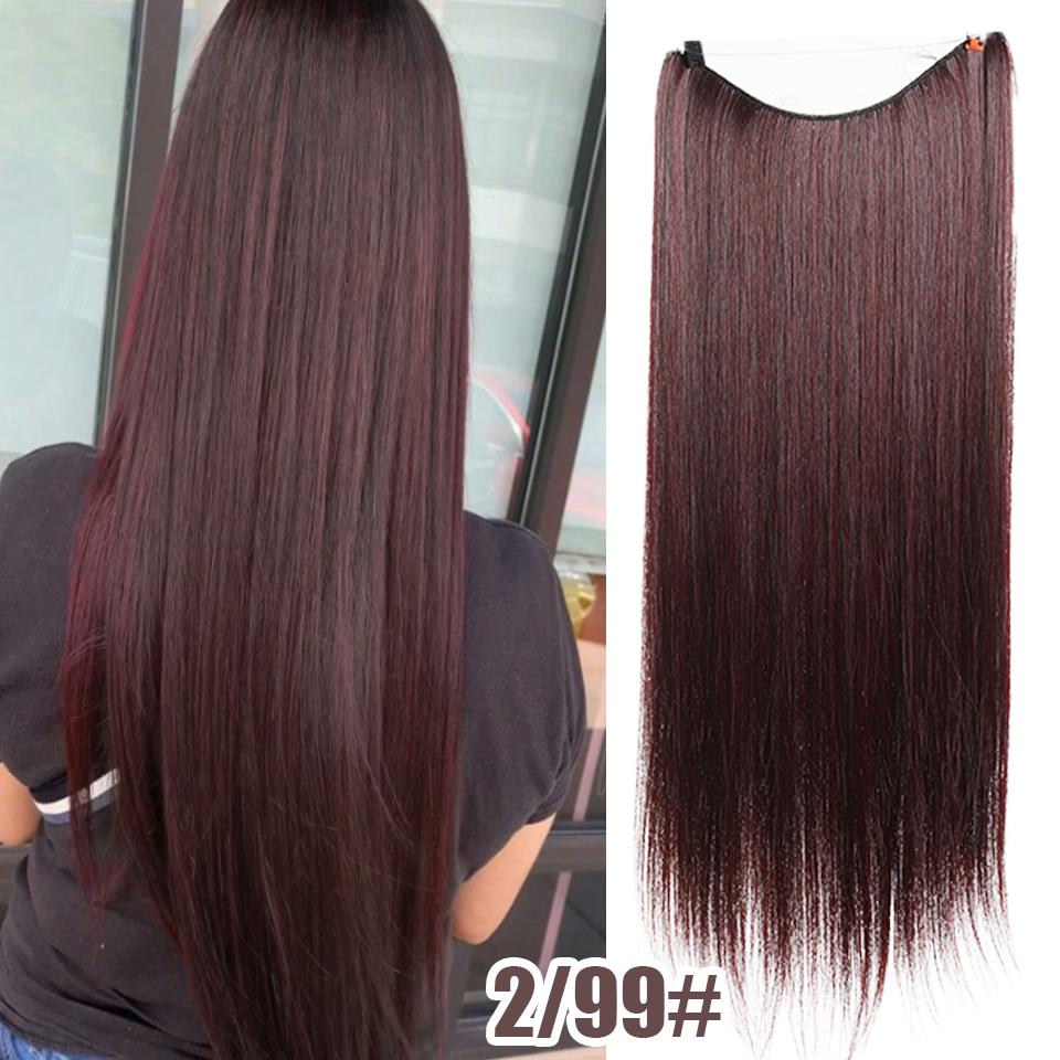 One-piece Straight Hair Extension Synthetic Wig Female Elastic Fishing Line Style Natural Seamless Smooth Hair Extension Wig