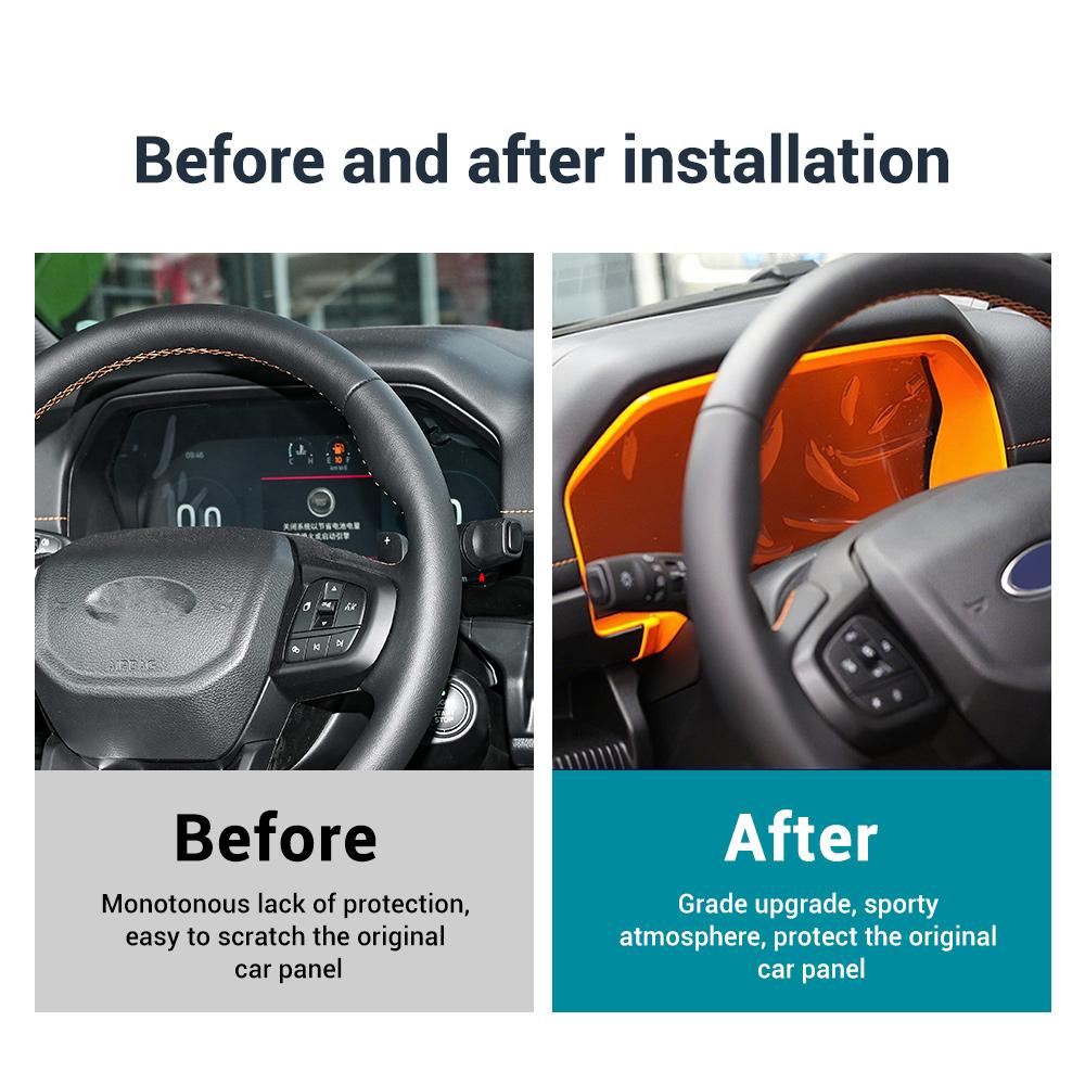 For Ford Ranger 2024-2025 Dashboard Speedometer Frame Trim ABS Instrument Cluster Cover Interior Accessories Decor Upgrade Style