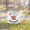 Merci Maitresse French Print Enamel Mug Drinks Dessert Milk Cup Creative Coffee Cups Vintage Handle Drinkware Gift for Teacher