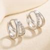 925 Sterling Silver Fashion Daily Hollow Diamond Set Zircon Earrings Birthday Party Anniversary Gift