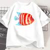 Vibrant Red Blue Angelfish Print Ocean Art Graphic Tshirt Soft Summer Top For Beach Or Daily Wear Y2k Top Vintage Unisex T