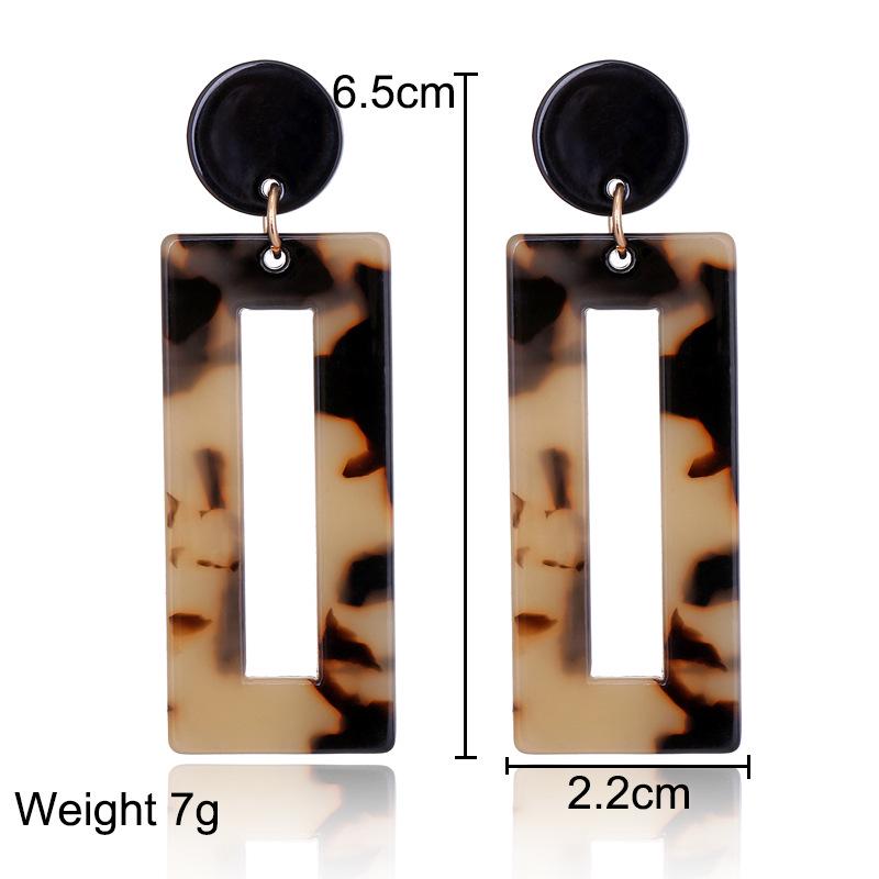 Japanese and Korean Minimalist Brand Leopard Print Earrings Made of Acrylic Sheet and Geometric Resin Earrings