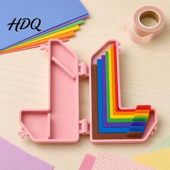 Layering Effect Ruler 7Pcs/Set Paper Crafting Alignment Guides Color Coded Tools with Storage Case Card Making Tool And Matting Spacers Size