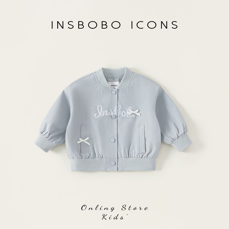 Insbobo Girls  Jacket Spring Baby Baseball Jacket 2026 New Style Children s Trendy Top Spring and Autumn Children s Clothing Trend Blue 100 cm