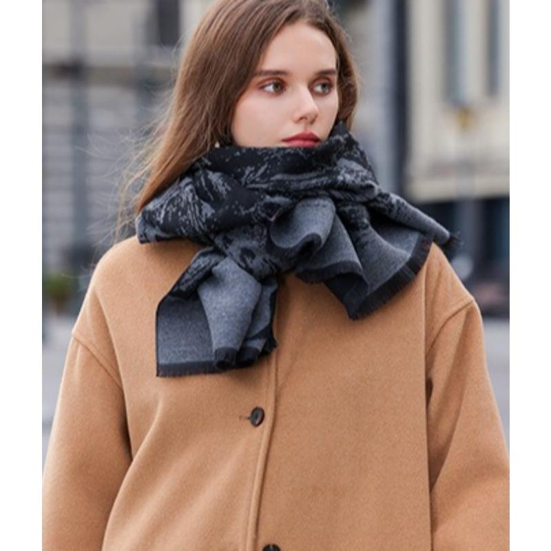 Winter Knitted Thick Women Scarf Tie-dyed Design Cashmere Shawls Lady Warm Wrap Short Tassel Scarves