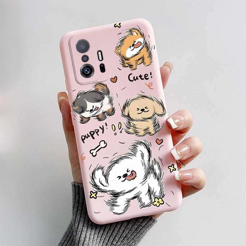 Handyhülle Für Xiaom Mi 11T 11 T Pro Funda Niedliche Katze Cartoon Hund Fuchs Hülle Xiaomi 11T Mi11T Pro Matte Weiche TPU Rückseite Bumper