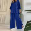 Women's Two-piece Long-sleeved Shirt Solid Color Pants Wide-leg Suit
