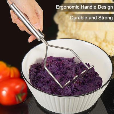 Kartoffelstampfer, Edelstahl, robust, integrierter Stampfer, Küchenwerkzeug mit ergonomischem Griff, für Avocados, Bohnen, Obst, Gemüse, 2 Stück