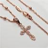 Różowe złoto Włoskie rzemiosło Wykwintny mały naszyjnik z krzyżykiem Biżuteria Prezent dla kobiet