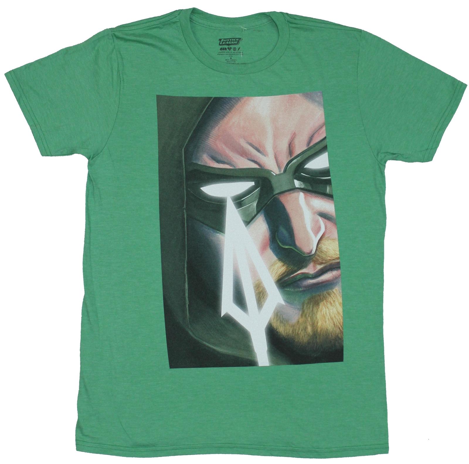 Green Arrow DC Adult New T-shirt Oliver Queen Close Up With arrow L