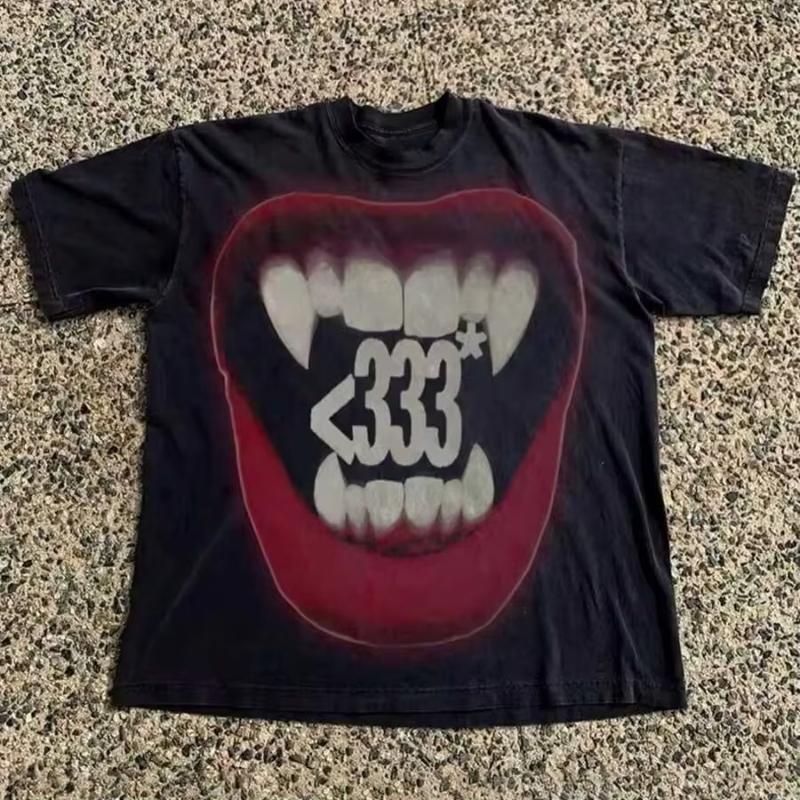 

Хлопковая футболка с принтом в стиле Y2K, короткий рукав, мягкая, дышащая, для мужчин и женщин, с круглым вырезом, винтажная, в американском стиле Y2K, уличная одежда Y2K S