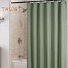 1 Set Shower Curtain with 12 Hanging Rings Contrast Solid Color Thickened Waterproof Punch-free Washable Kitchen Door Curtain Bedroom Window Curtain