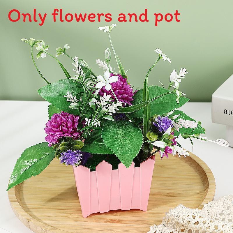 Plastics Small Simulated Hydrangeamacrophyllas Fence Artificial Potted Flowers