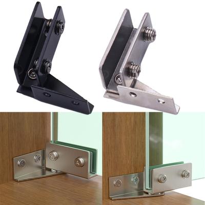 2Pcs Glass Door Hinge Display Cabinet Hinge Non-Perforated Wine Cabinet Side Mounted Hinge Glass Clip Furniture Hardware