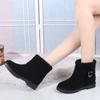 Winter Solid Color Simple Plus Velvet Warm Casual Short Boots New Elegant Square Heel Pin Buckle Decorative Fashion Snow Boots
