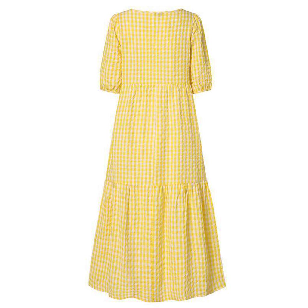 Fashion Women Loose Puff Sleeve Casual Short Sleeves Dress