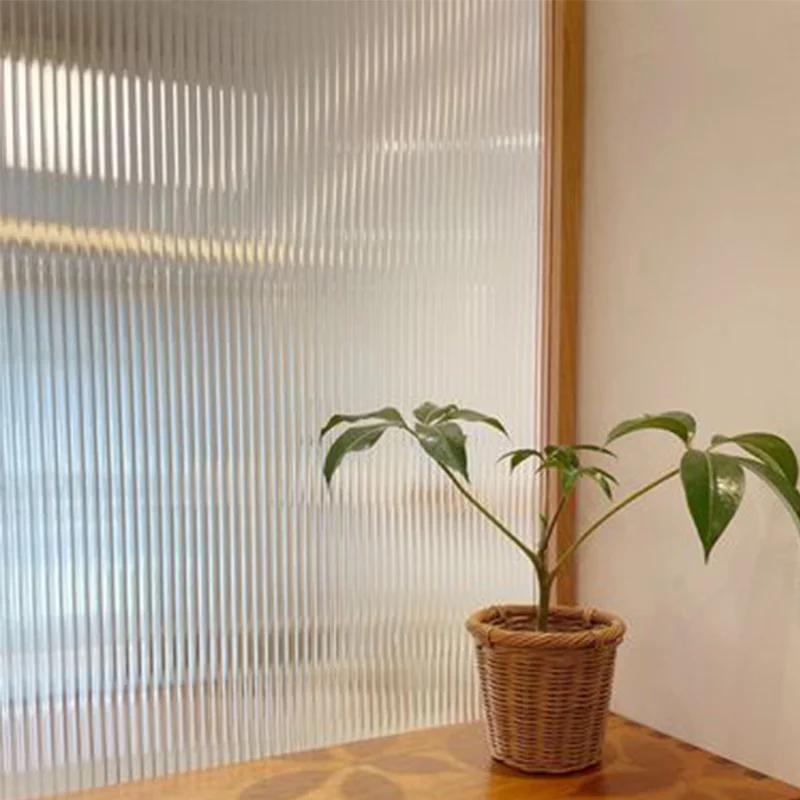 Reeded Glass Window Privacy Film Frosted Window Vinyl 3D Decorative Window Decals Non Adhesive Bathroom Living Room