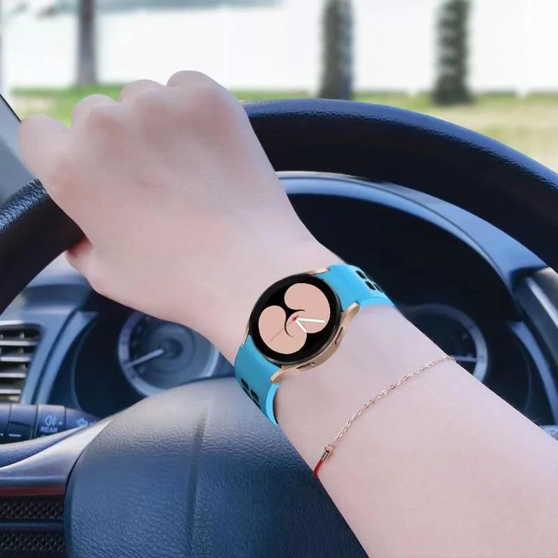 No Gap Silicone Strap for Samsung Galaxy Watch 7/6/5/4 44mm 40mm 5 Pro 45mm Two-Color Wristband Watch 6 4 Classic 47mm 43mm Band