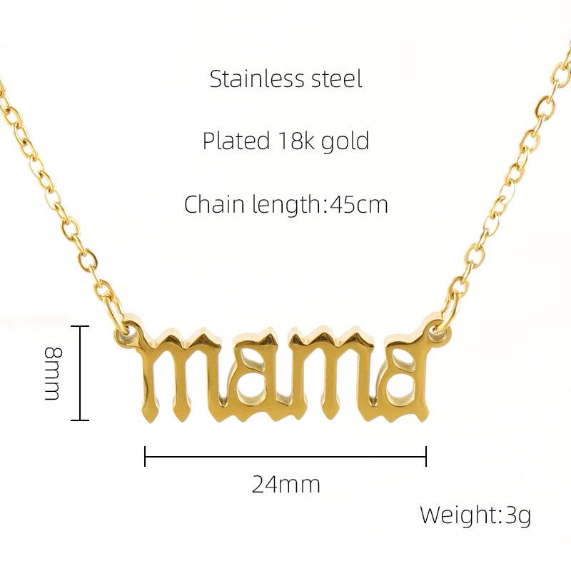 

New Fashion Stainless Steel Simple MAMA Necklace Mother s Day Titanium Steel Clavicle Chain Unisex золотой