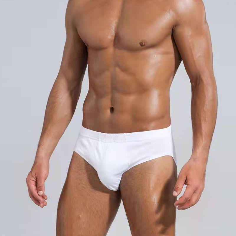 Men's Pure White Triangle Underwear Large Size Loose Breathable Shorts